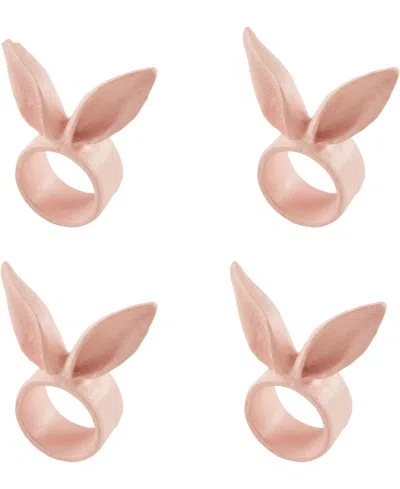Saro Lifestyle Playful Bunny Ears Napkin Rings, Set Of 4 In Pink