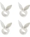 Saro Lifestyle Playful Bunny Ears Napkin Rings, Set Of 4 In White