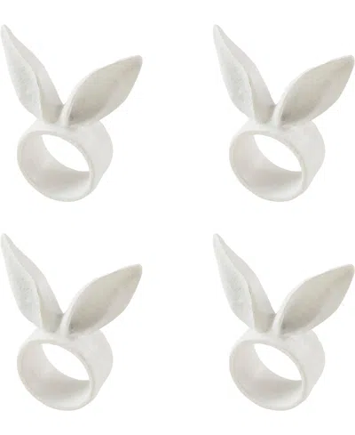 Saro Lifestyle Playful Bunny Ears Napkin Rings, Set Of 4 In White