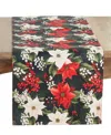 Saro Lifestyle Poinsettia And Berries Table Runner, 16" X 72" In Multi