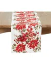 Saro Lifestyle Poinsettia Table Runner, 16" X 72" In Multi
