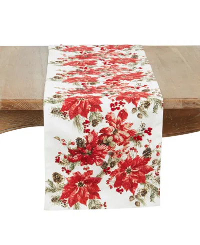 Saro Lifestyle Poinsettia Table Runner, 16" X 72" In Multi