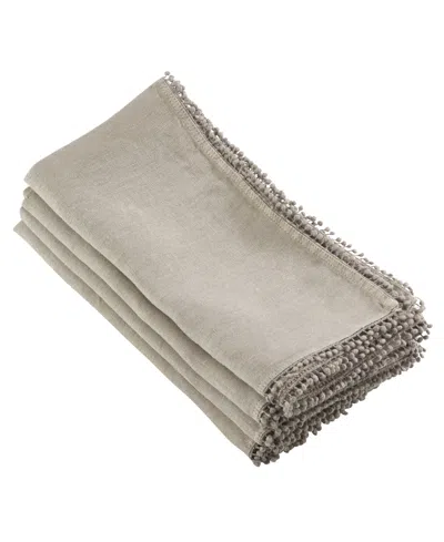 Saro Lifestyle Pomponin Pompom Dinner Napkins, Set Of 4 In Gray