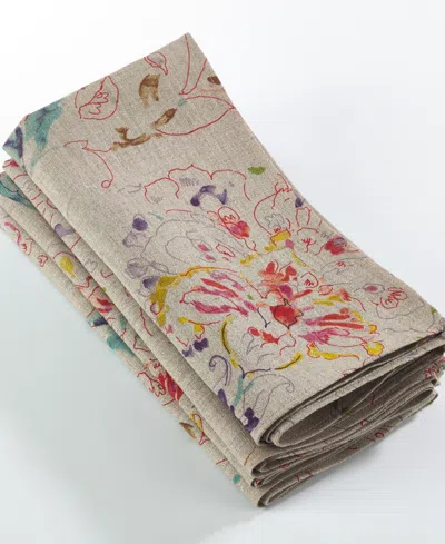 Saro Lifestyle Primavera Printed Floral Napkins, Set Of 4 In Multi