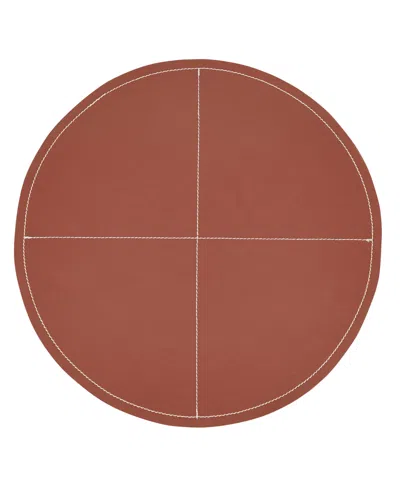 Saro Lifestyle Pu Leather Luxe Placemat Set Of 4,15"x15" In Brown