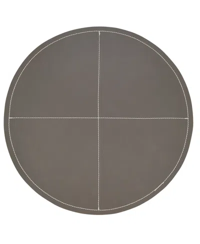 Saro Lifestyle Pu Leather Luxe Placemat Set Of 4,15"x15" In Slate