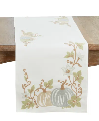 Saro Lifestyle Pumpkins Table Runner, 16" X 70" In White