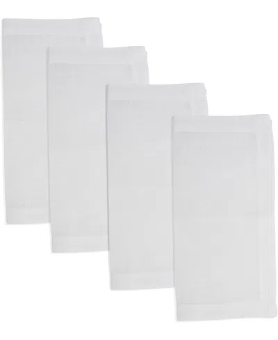 Saro Lifestyle Pure Linen Tea Napkins, 10" X 10" In White