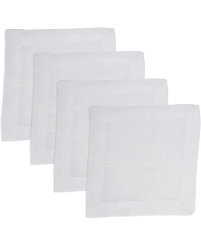 Saro Lifestyle Pure Linen Tea Napkins, 6" X 6" In White
