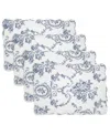 Saro Lifestyle Quilted Toile Floral Placemat, Set Of 4 In Purple