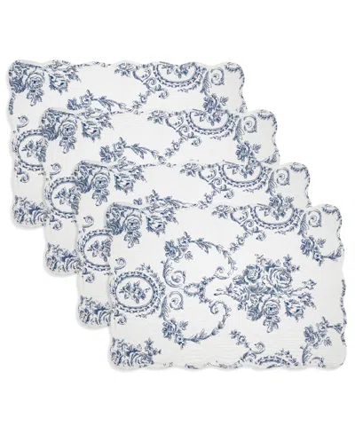 Saro Lifestyle Quilted Toile Floral Placemat, Set Of 4 In Purple