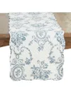 Saro Lifestyle Quilted Toile Floral Table Runner, 16" X 72" In Purple