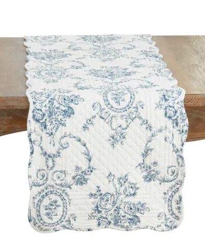 Saro Lifestyle Quilted Toile Floral Table Runner, 16" X 72" In Purple