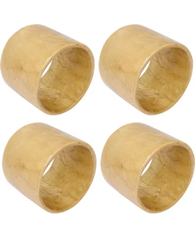 Saro Lifestyle Radiant Capiz Napkin Rings, Set Of 4 In Gold