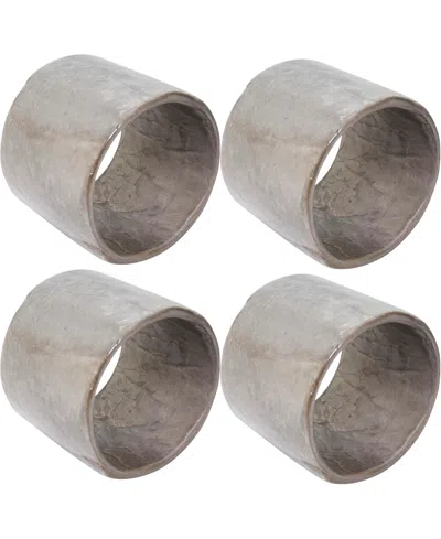 Saro Lifestyle Radiant Capiz Napkin Rings, Set Of 4 In Silver