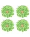 Saro Lifestyle Raffia Charm Napkin Ring, Set Of 4 In Green