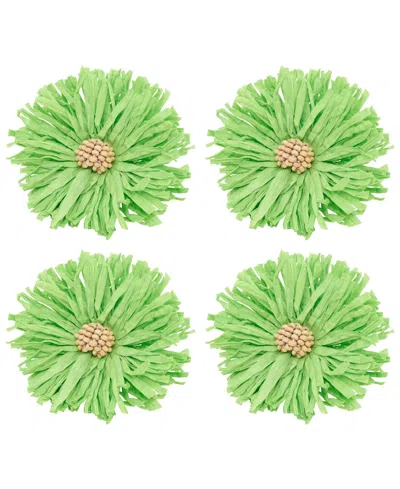 Saro Lifestyle Raffia Charm Napkin Ring, Set Of 4 In Green