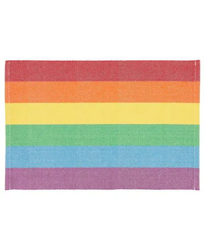 Saro Lifestyle Rainbow Stripe Delight Placemat Set Of 4,13"x20" In Multi