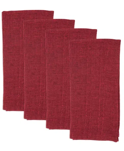 Saro Lifestyle Refined Stitched Plaid Napkin, Set Of 4 In Burgundy