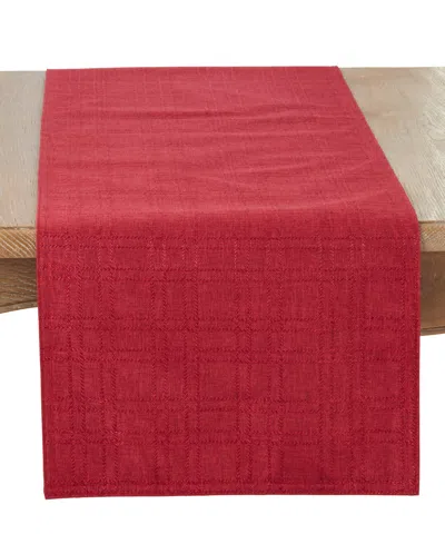 Saro Lifestyle Refined Stitched Plaid Table Runner, 16" X 72" In Burgundy