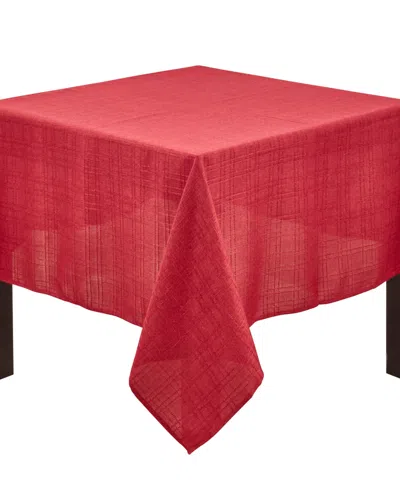Saro Lifestyle Refined Stitched Plaid Tablecloth, 70" X 70" In Burgundy
