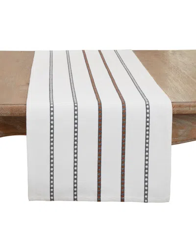 Saro Lifestyle Refined Stripe Table Runner, 16"x72" In Black,white