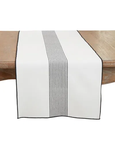 Saro Lifestyle Refined Striped Elegance Table Runner, 16"x72" In Black,white