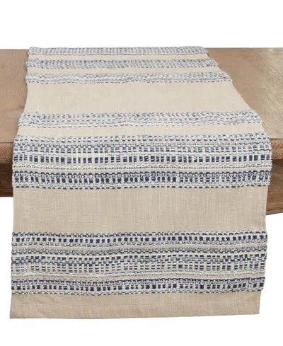 Saro Lifestyle Refined Style Stripe Table Runner, 16" X 72" In Blue
