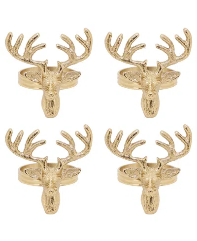 Saro Lifestyle Reindeer Napkin Rings, Set Of 4 In Gold