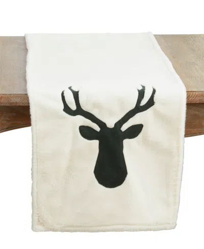 Saro Lifestyle Reindeer Table Runner, 16" X 72" In Green