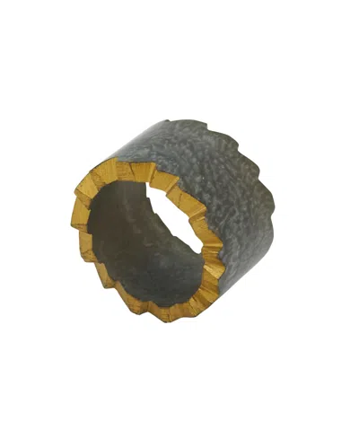 Saro Lifestyle Resin Artistry Napkin Ring Set Of 4 In Gray