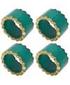 Saro Lifestyle Resin Artistry Napkin Ring, Set Of 4 In Green