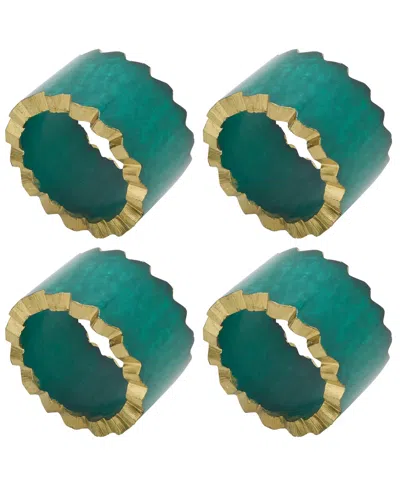 Saro Lifestyle Resin Artistry Napkin Ring, Set Of 4 In Green