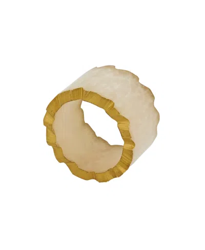 Saro Lifestyle Resin Artistry Napkin Ring Set Of 4 In Ivory