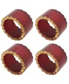 Saro Lifestyle Resin Artistry Napkin Ring, Set Of 4 In Red