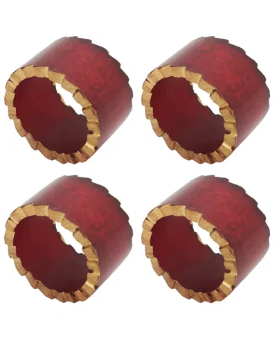 Saro Lifestyle Resin Artistry Napkin Ring, Set Of 4 In Red