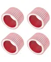 Saro Lifestyle Ribbed Napkin Ring, Set Of 4 In Red
