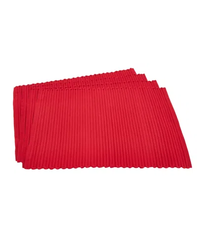Saro Lifestyle Ribbed Placemats, Set Of 4 In Red