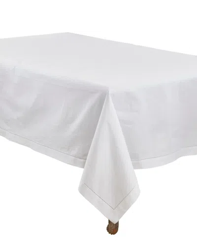 Saro Lifestyle Rochester Hemstitched Border Tablecloth, 70" X 140" In White