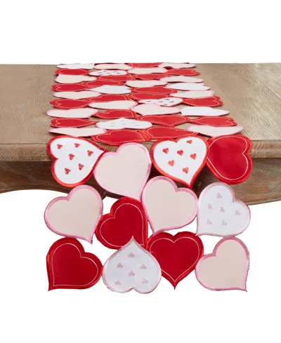 Saro Lifestyle Romantic Hearts Cutout Table Runner, 16"x72" In Red
