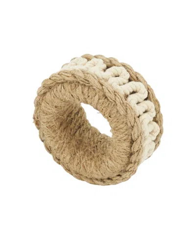 Saro Lifestyle Rope Design Napkin Ring Set Of 4 In Natural