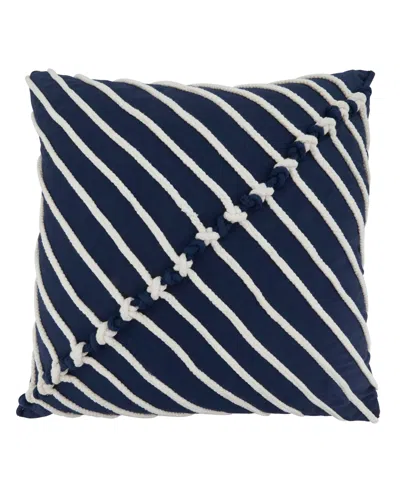 Saro Lifestyle Rope Stitch Stripe Decorative Pillow, 20" X 20" In Blue