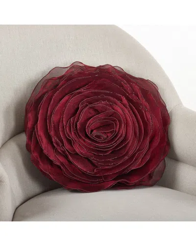 Saro Lifestyle Rose Pillow In Red