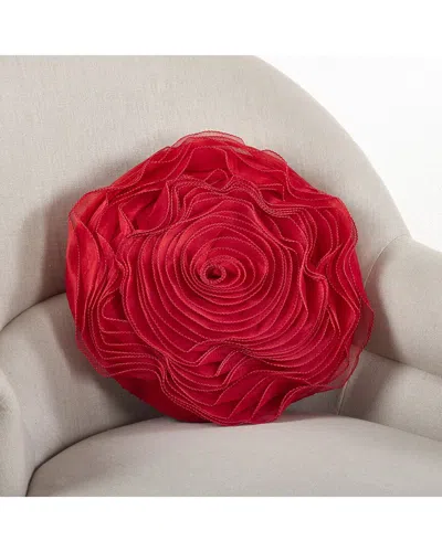 Saro Lifestyle Rose Pillow In Red