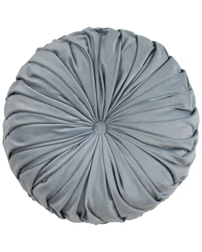 Saro Lifestyle Round Velvet Pintucked Pillow In Blue