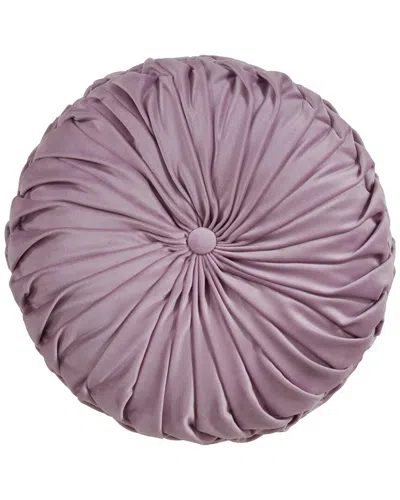 Saro Lifestyle Round Velvet Pintucked Pillow In Lavender