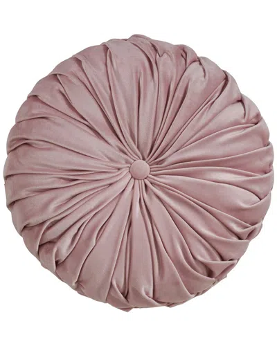 Saro Lifestyle Round Velvet Pintucked Pillow In Petal