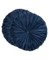 Saro Lifestyle Round Velvet Pintucked Poly Filled Decorative Pillow, Set Of 2 In Blue