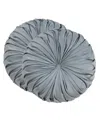 Saro Lifestyle Round Velvet Pintucked Poly Filled Decorative Pillow, Set Of 2 In Gray