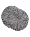 Saro Lifestyle Round Velvet Pintucked Poly Filled Decorative Pillow, Set Of 2 In Gray